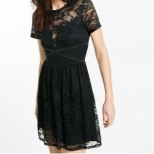 Express all over lace fit and flare dress